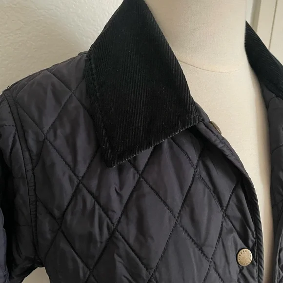 Barbour Navy Quilted Jacket w/ Liberty Fabric Under Collar!!! - Picture 3 of 5